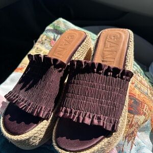 Ganni Smock platform espadrille slides size 38